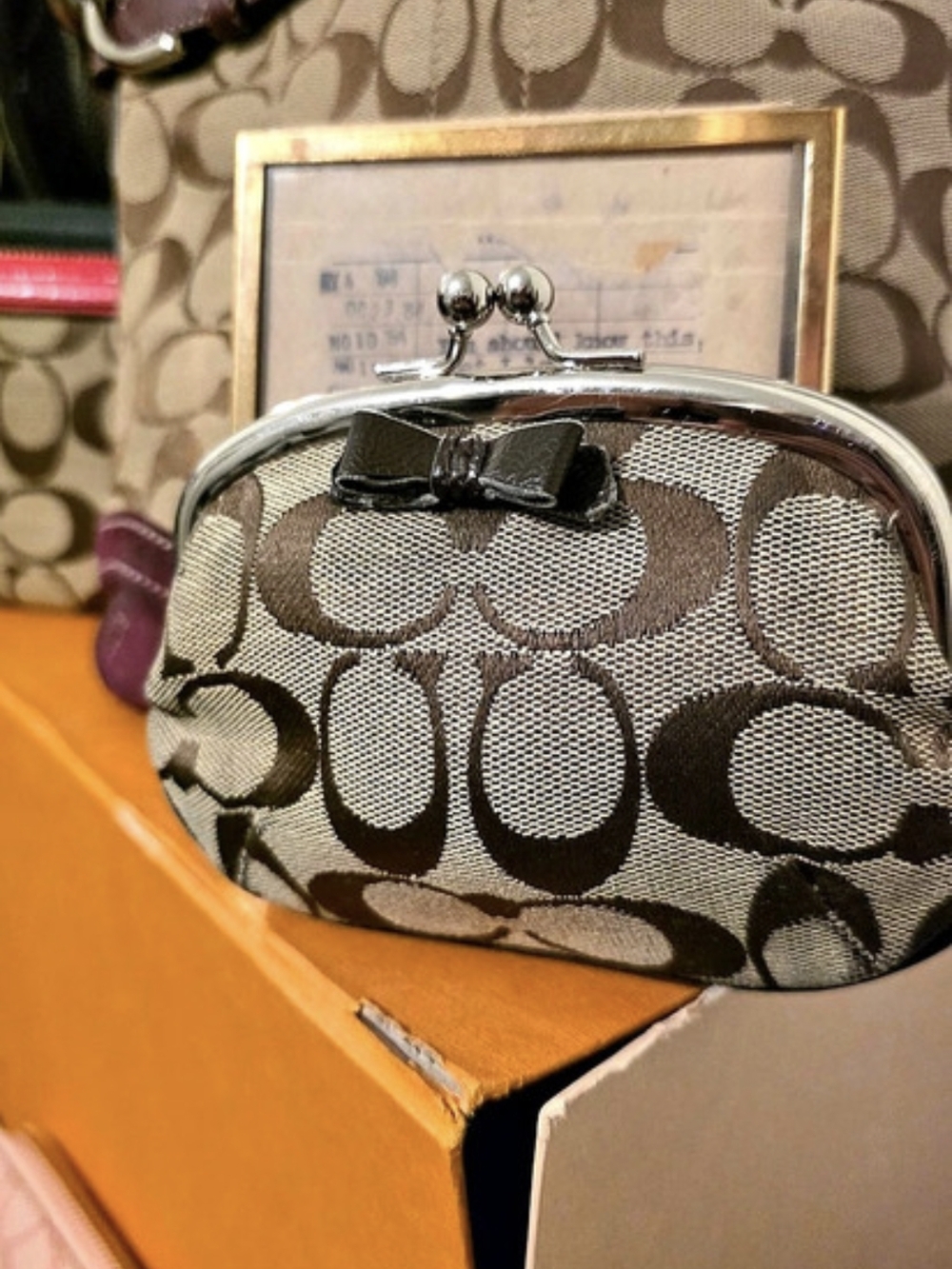 Coach Mini Kiss-Lock Bag /coin Purse